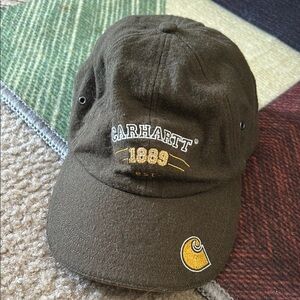 Vintage 2005 Carhartt Wool Blend Olive Cap with Yellow Embroidery